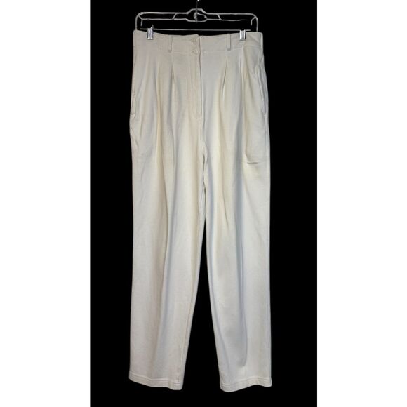 Talbots Vintage High Waist Pleated Pants Sz. L Off-White Y2K 1990’s - Picture 2 of 10